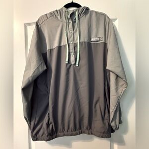 Columbia Gray Pullover Windbreaker with Mint Accents